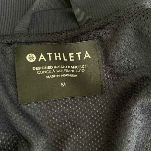 Athleta Brooklyn Bomber Jacket Captivate Chrome Blue Size Medium Lightweight - Picture 7 of 9